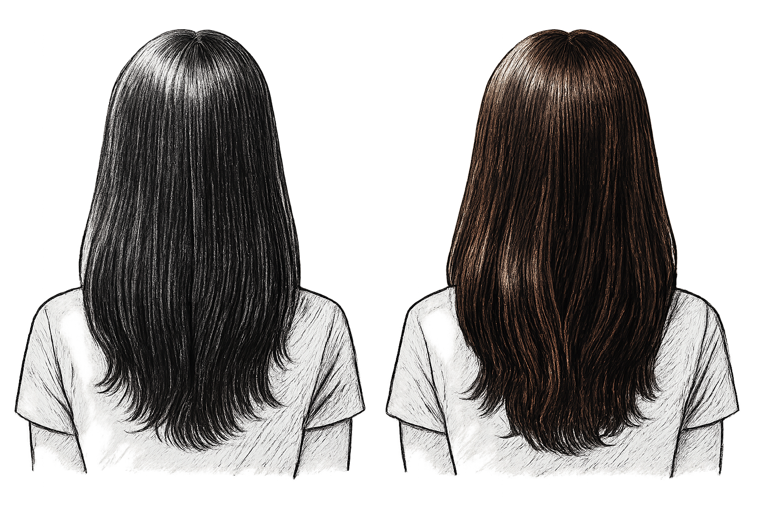 henné sur cheveux noirs avant après