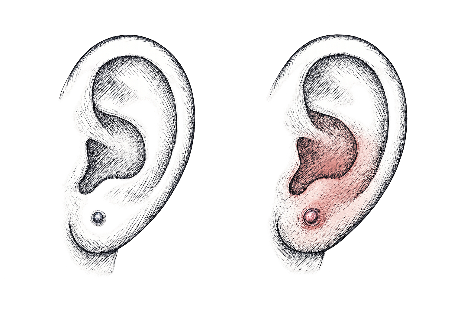 piercing tragus gonflé